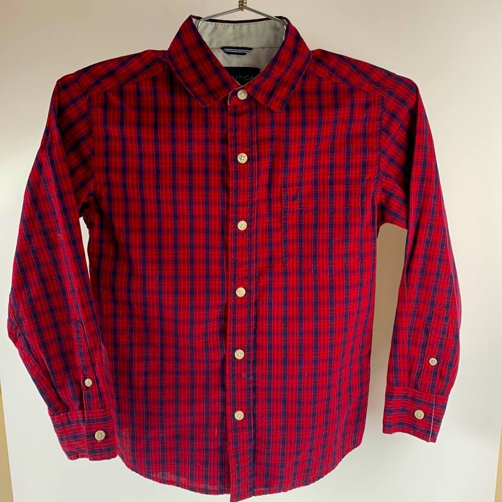 Boys Nautica Button Down Holiday Dress Shirt- Small/8